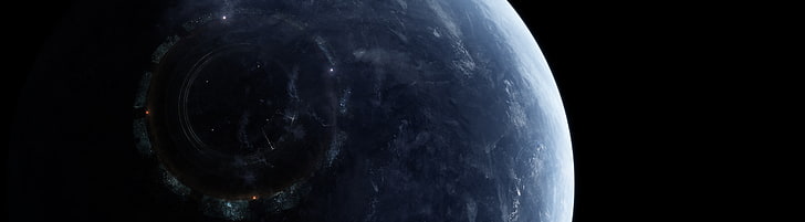Research Station Dual Monitor, planet wallpaper, Space, dualmonitor, HD wallpaper