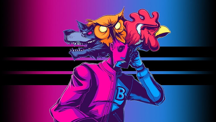 1600x900 px Hotline Miami Roosters wolf Video Games Guild Wars HD Art, HD wallpaper
