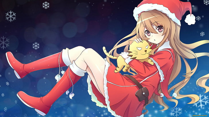 Toradora!, Aisaka Taiga, boots, loli, Christmas, blonde, anime