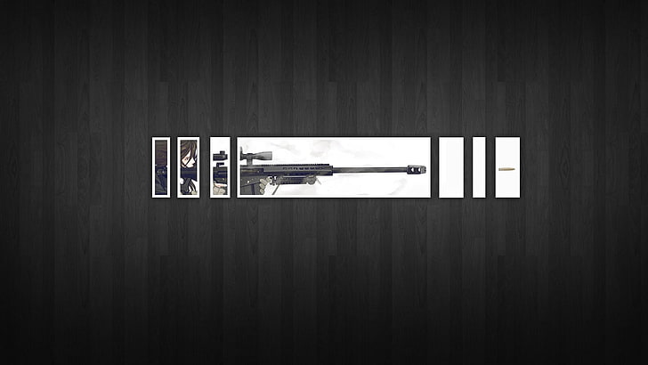 black sniper rifle wallpaper, collage, snipers, anime girls, wall - building feature