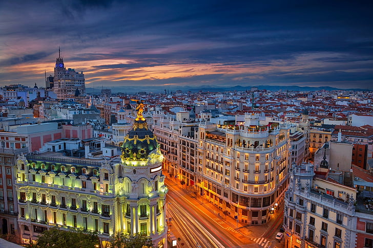 Man Made, Madrid, Building, City, Cityscape, Evening, Spain, HD wallpaper