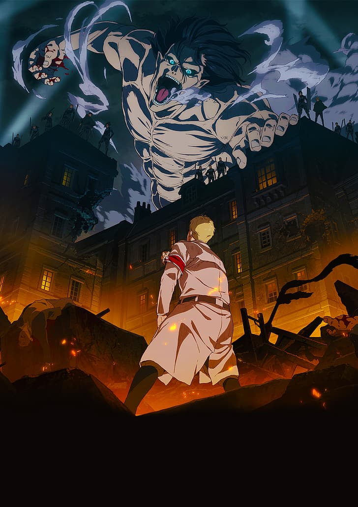 Shingeki no Kyojin, anime, Hajime Isayama, Eren Jeager, Mikasa Ackerman, HD wallpaper