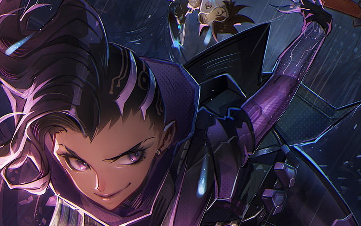 purple-haired female character digital wallpaper, Overwatch, video games