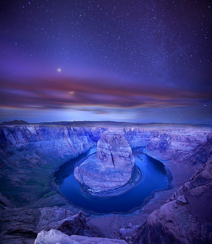 Grand Canyon during nighttime, Starry, Horseshoe Bend  Arizona, HD wallpaper