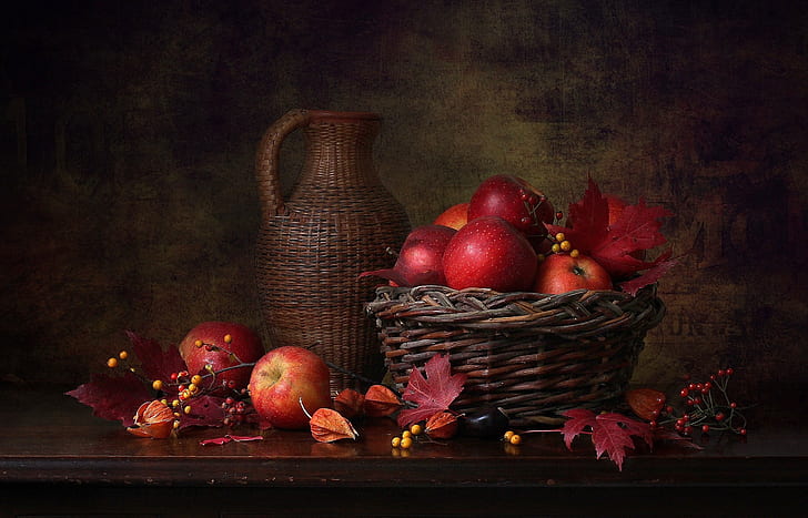 Photography, Still Life, Apple, Basket, Fruit, HD wallpaper