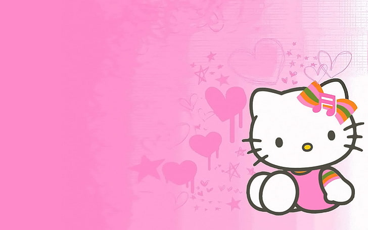 HD wallpaper: hello kitty desktop, pink color, copy space, pink background  | Wallpaper Flare