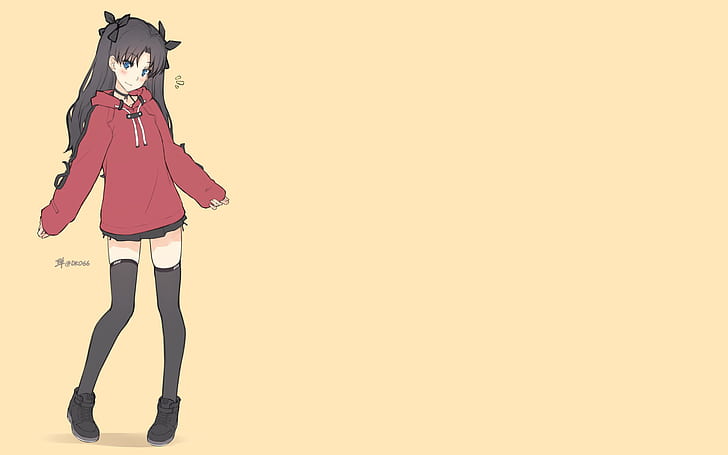 anime, anime girls, simple background, Fate Series, Tohsaka Rin