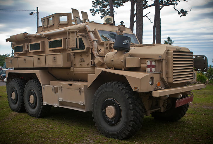 armoured vehicle, MRAP, infantry mobility vehicle, USMC, Cougar HE, HD wallpaper