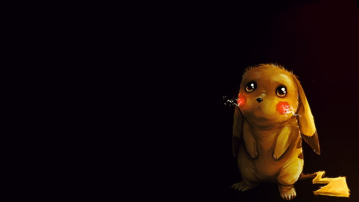 Pokemon Pikachu illustration, video games, black background, studio shot