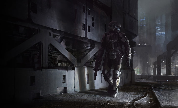 Halo 3 ODST Artwork, gray robot digital wallpaper, Games, architecture
