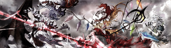 fantasy characters fighting wallpaper, anime, anime girls, Touhou, HD wallpaper