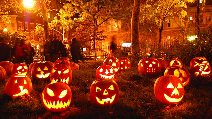 halloween, jack o lantern, pumpkin, lighting, tradition, night, HD wallpaper