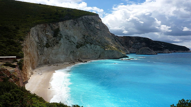 nature, landscape, sea, beach, Greece, water, sky, beauty in nature, HD wallpaper