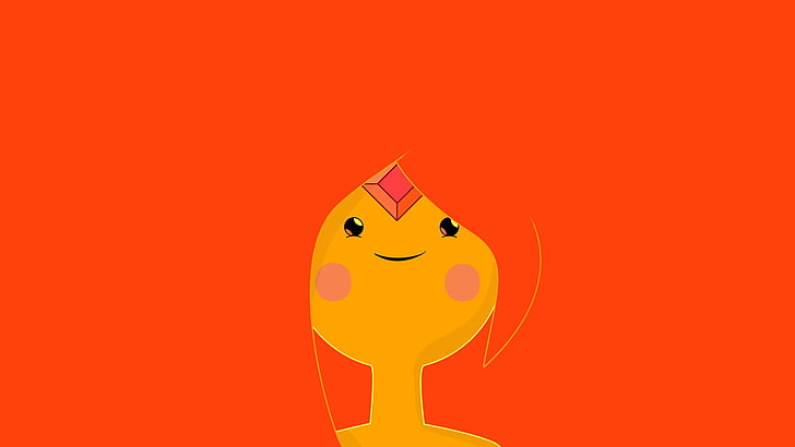 Adventure Time, Flame Princess, minimalism, fun, smiling, yellow, HD wallpaper