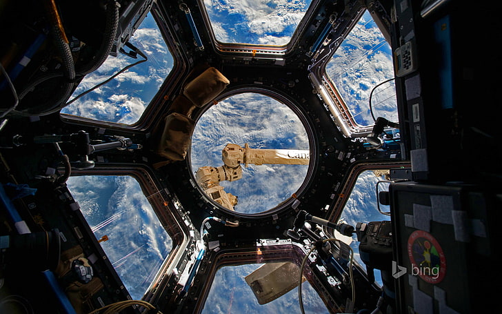 black and brown spacecraft, ISS, the dome, the international space station