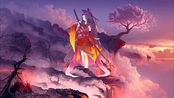 HD wallpaper: Samurai 7, anime, anime girls, katana, metalanguage, Photoshop  | Wallpaper Flare