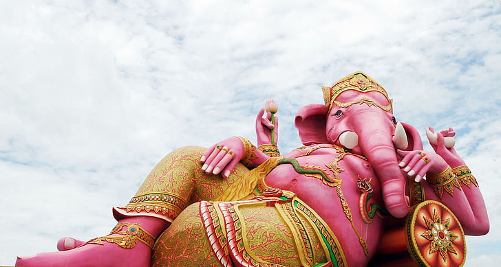 God Ganesh Lying On Pillow, Ganesha statue, Lord Ganesha, women