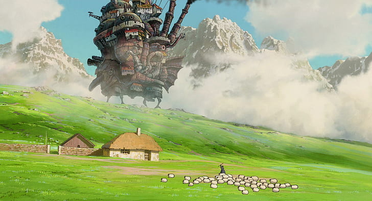 Hayao Miyazaki, Studio Ghibli, Anime, Howl's Moving Castle, brown house illustraion