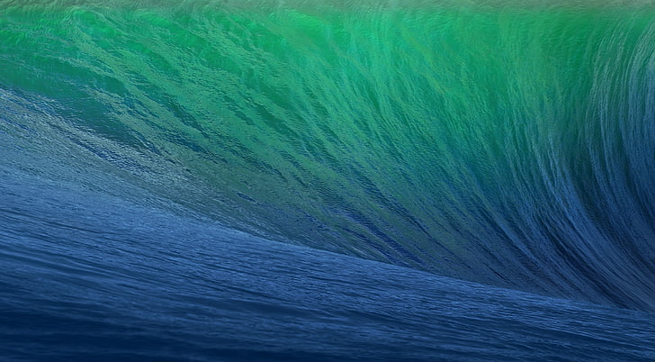 Apple Mac OS X Mavericks, blue and green abstract painting, Computers