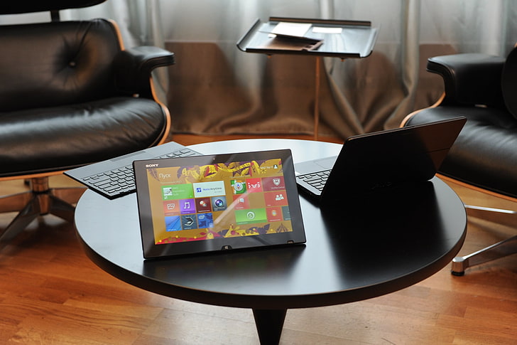 black tablet computer, windows, new items, sony, technology, business, HD wallpaper