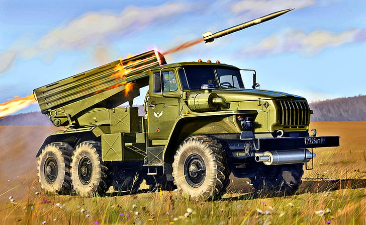 The armed forces of Russia, Soviet, BM-21, The jet system of volley fire
