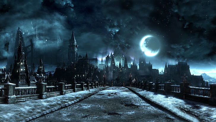 castle wallpaper, Dark Souls III, video games, cathedral, bridge