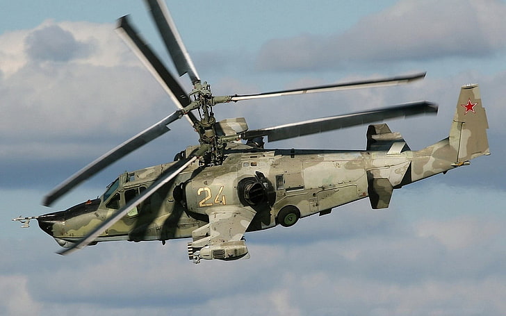 brown battle helicopter, Russian Army, weapon, helicopters, military
