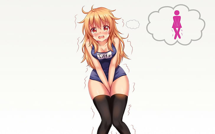 Anime Girls, School Swimsuits, Thigh-highs, Original Characters, HD wallpaper