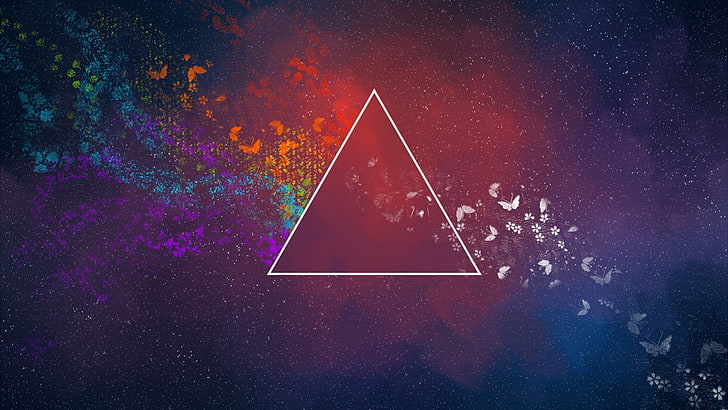abstract, flowers, Pink Floyd, The Dark Side Of The Moon, Triangle