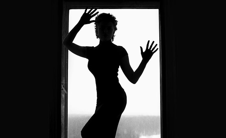 Silhouette Of Woman In Window, silhouette of woman, Aero, Black