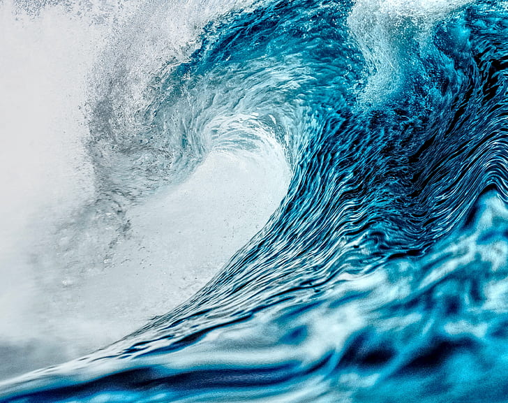 The Amazing Wave, Elements, Water, Blue, Nature, Natural, Photo, HD wallpaper