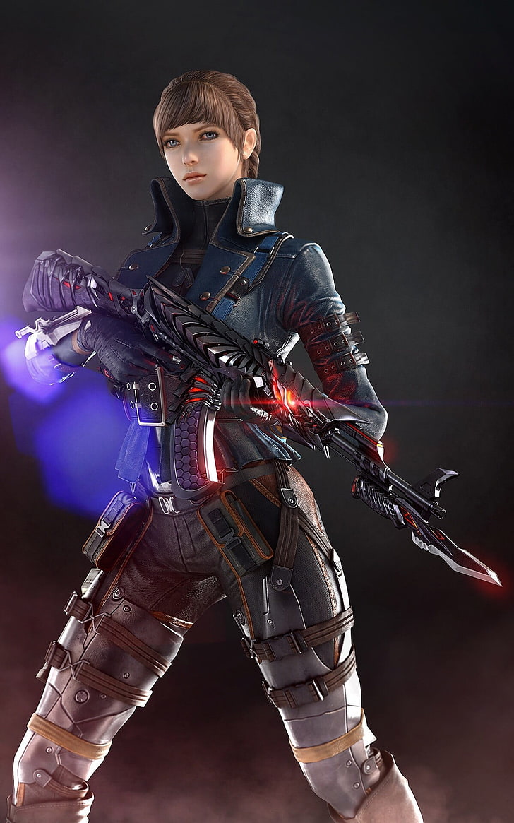 3D female character wallpaper, CrossFire, PC gaming, girls with guns