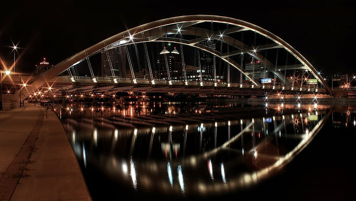 bridge, reflection, HD wallpaper