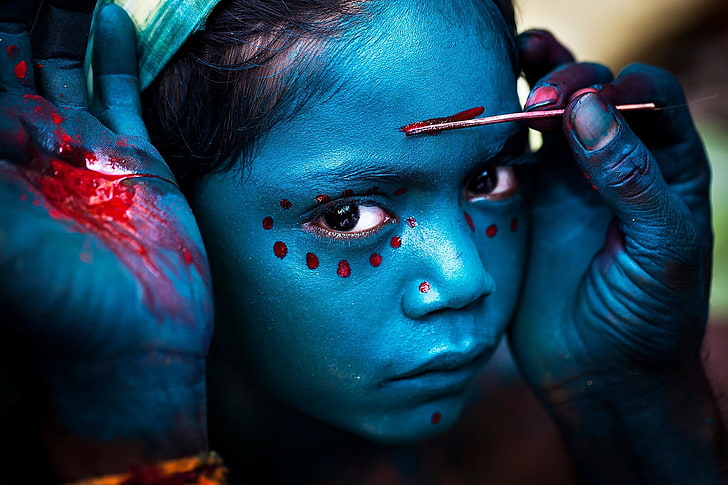 children, hands, face, face paint, culture, make-up, human body part