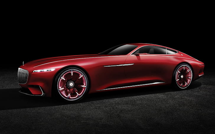 2016 Vision Mercedes Maybach 6 Side View, red coupe, HD wallpaper