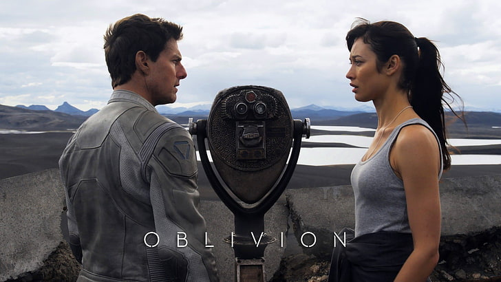 black tower viewer, movies, Oblivion (movie), Tom Cruise, Olga Kurylenko, HD wallpaper