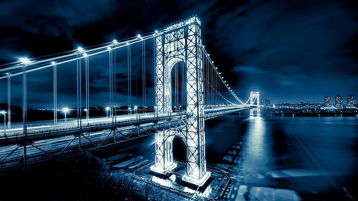 bridge, brooklyn, George Washington Bridge, Lights