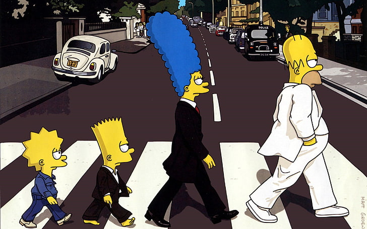 The Simpsons, The Walk to Abbey Road illustration, Homer Simpson