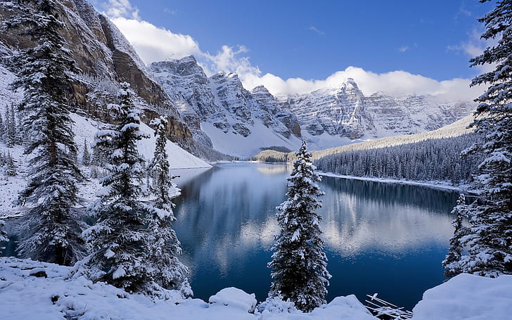 Moraine Lake in Winter Canada HD, nature, landscape, HD wallpaper