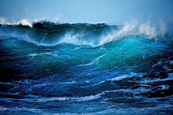 seawave, the ocean, element, Northern Ireland, Antrim, water, HD wallpaper
