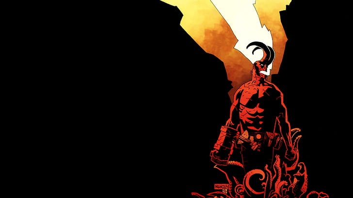 Black Hellboy HD, cartoon/comic, HD wallpaper
