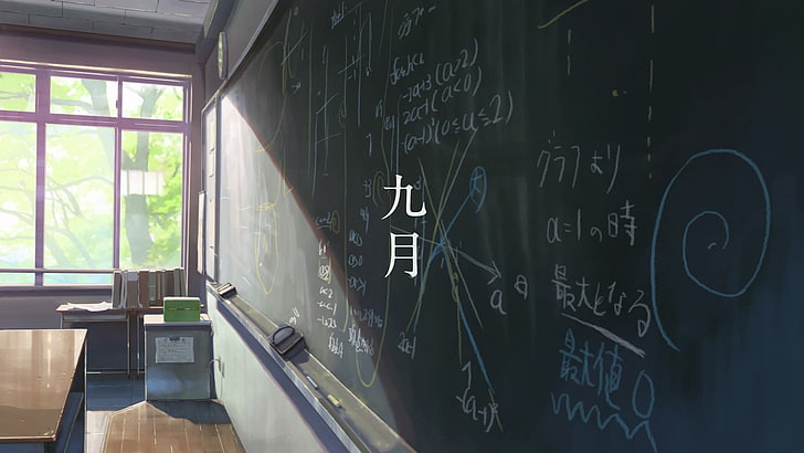 HD wallpaper: green chalkboard, The Garden of Words, anime, school, formula  | Wallpaper Flare