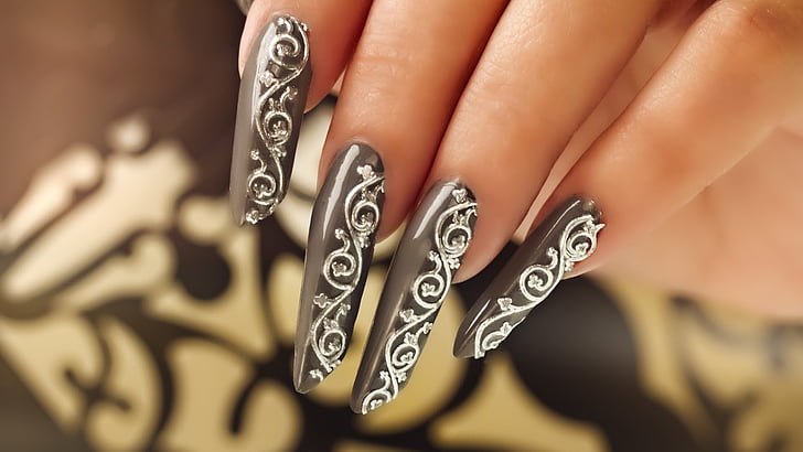 hands-nails-finger-manicure-long-black