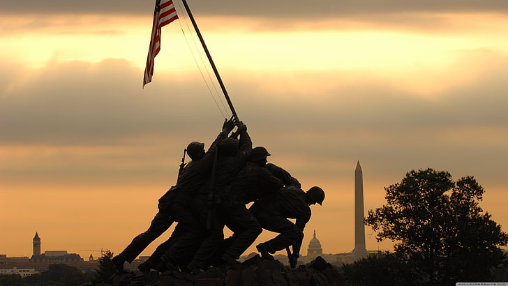 silhouette of man during daytime, marines, Iwo Jima, dom, USA, HD wallpaper