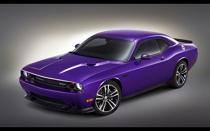 2014 Dodge Challenger SRT, purple sports coupe, cars, HD wallpaper