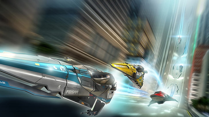 video games, Wipeout, Wipeout 2048, motion blur, blurred motion