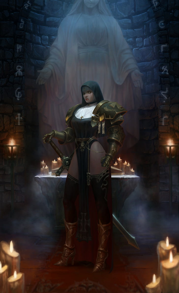 fantasy art, priestess, Warhammer 40,000
