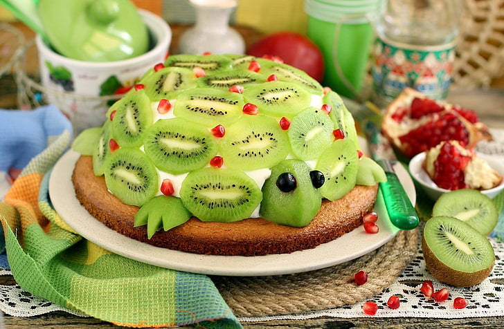 kiwi (fruit), food, cake, food and drink, sweet food, dessert, HD wallpaper