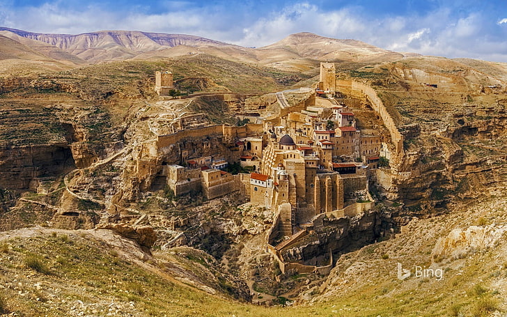 Saba monastery Jerusalem-2016 Bing Desktop Wallpap.., architecture, HD wallpaper