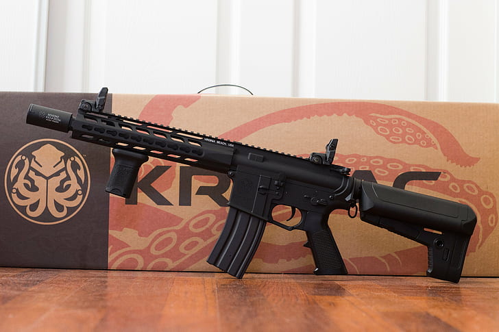 weapon airsoft rifles assault rifle 5_56 ar15 krytac, gun, indoors, HD wallpaper